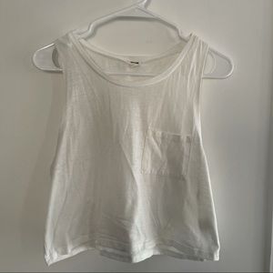 Garage White Muscle Tank Crop Top